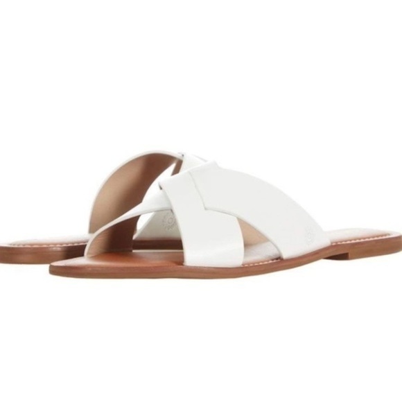 Jack Rogers Classic White Leather Sloane Slotted X Band Slip On Sandals Size 6M - Picture 1 of 16